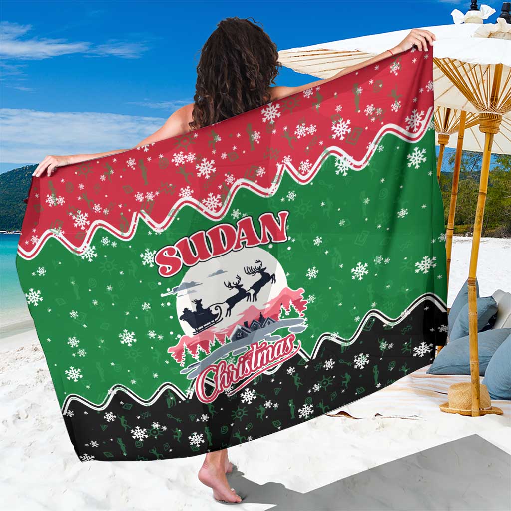 Sudan Christmas Sarong with Red Green Black Xmas Santa Sleigh and Map - Wonder Print Shop