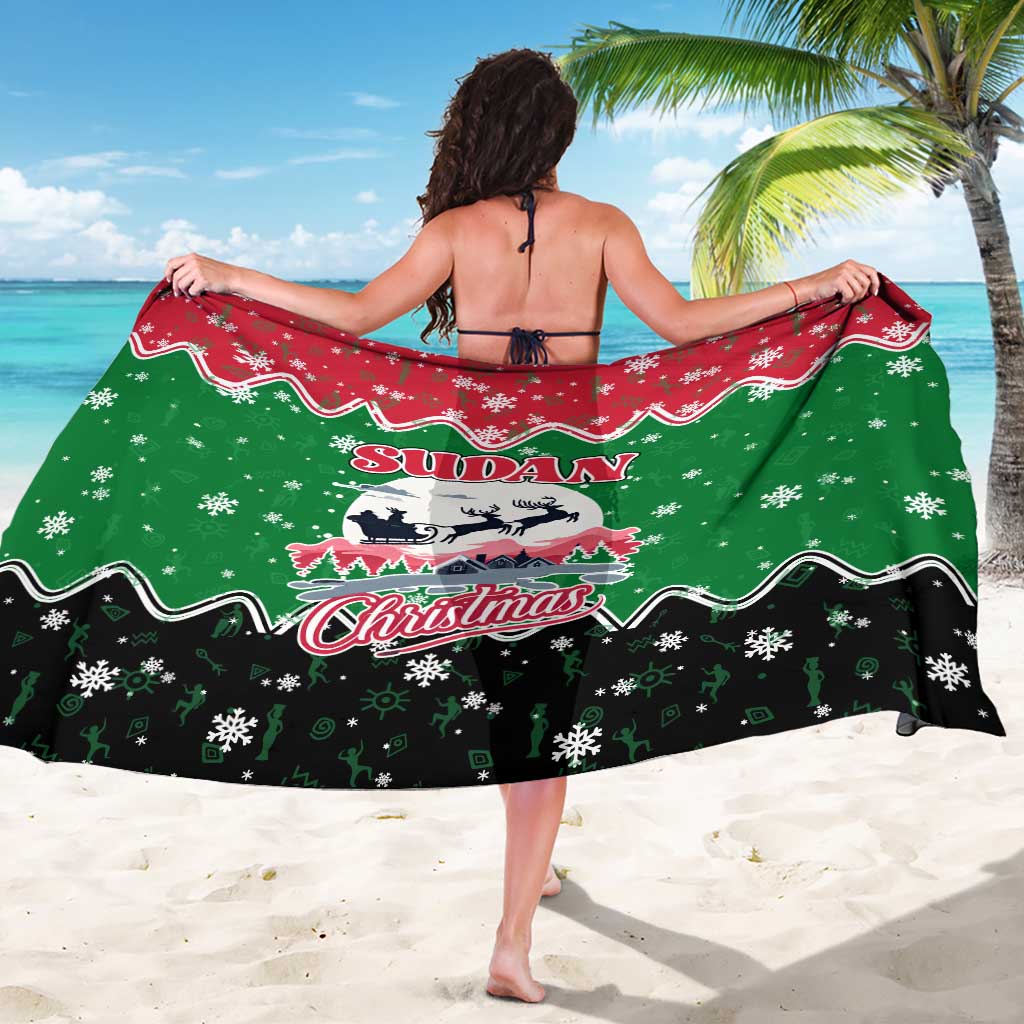 Sudan Christmas Sarong with Red Green Black Xmas Santa Sleigh and Map - Wonder Print Shop