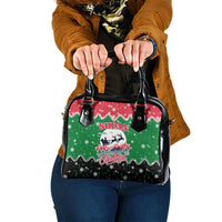 Sudan Christmas Shoulder Handbag with Red Green Black Xmas Santa Sleigh and Map - Wonder Print Shop