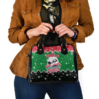 Sudan Christmas Shoulder Handbag with Red Green Black Xmas Santa Sleigh and Map - Wonder Print Shop