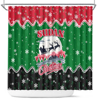 Sudan Christmas Shower Curtain with Red Green Black Xmas Santa Sleigh and Map - Wonder Print Shop