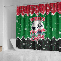 Sudan Christmas Shower Curtain with Red Green Black Xmas Santa Sleigh and Map - Wonder Print Shop