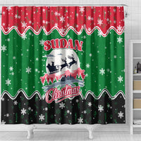 Sudan Christmas Shower Curtain with Red Green Black Xmas Santa Sleigh and Map - Wonder Print Shop