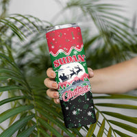 Sudan Christmas Skinny Tumbler with Red Green Black Xmas Santa Sleigh and Map - Wonder Print Shop