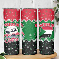 Sudan Christmas Skinny Tumbler with Red Green Black Xmas Santa Sleigh and Map - Wonder Print Shop