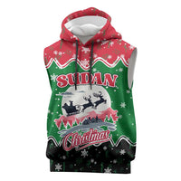 Sudan Christmas Sleeveless Hoodie with Red Green Black Xmas Santa Sleigh and Map - Wonder Print Shop