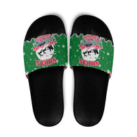 Sudan Christmas Slide Sandals with Red Green Black Xmas Santa Sleigh and Map - Wonder Print Shop