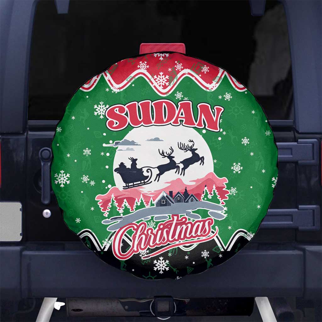 Sudan Christmas Spare Tire Cover with Red Green Black Xmas Santa Sleigh and Map - Wonder Print Shop