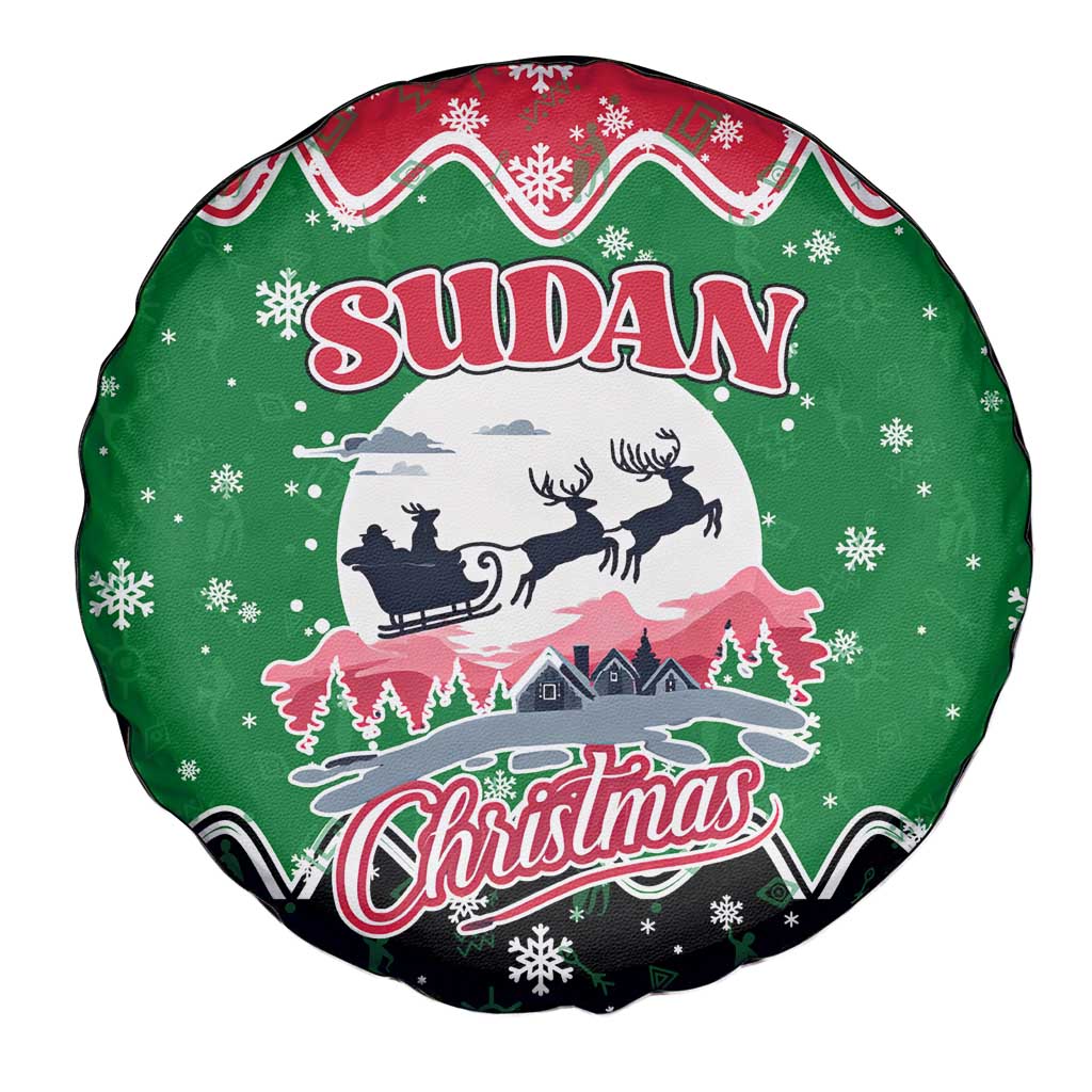 Sudan Christmas Spare Tire Cover with Red Green Black Xmas Santa Sleigh and Map - Wonder Print Shop
