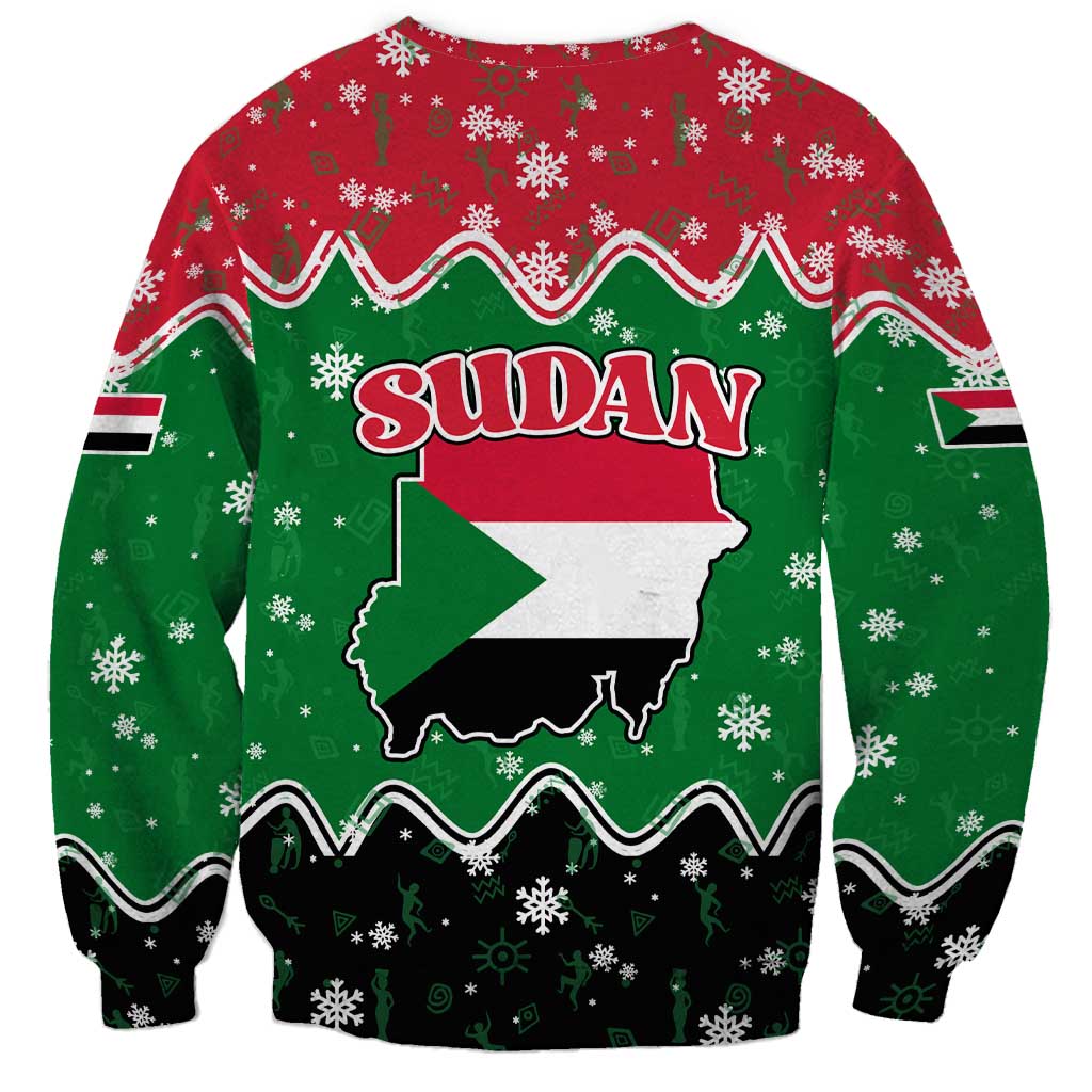 Sudan Christmas Sweatshirt with Red Green Black Xmas Santa Sleigh and Map - Wonder Print Shop