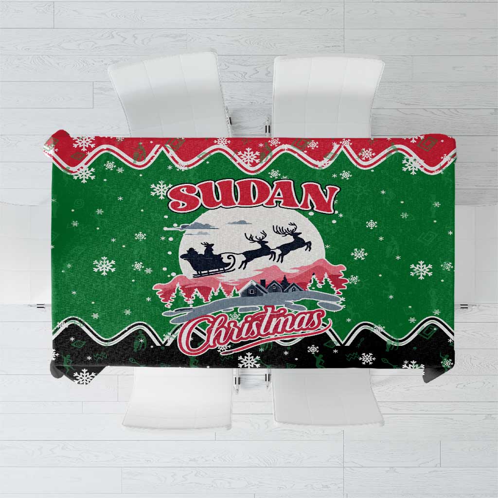 Sudan Christmas Tablecloth with Red Green Black Xmas Santa Sleigh and Map - Wonder Print Shop