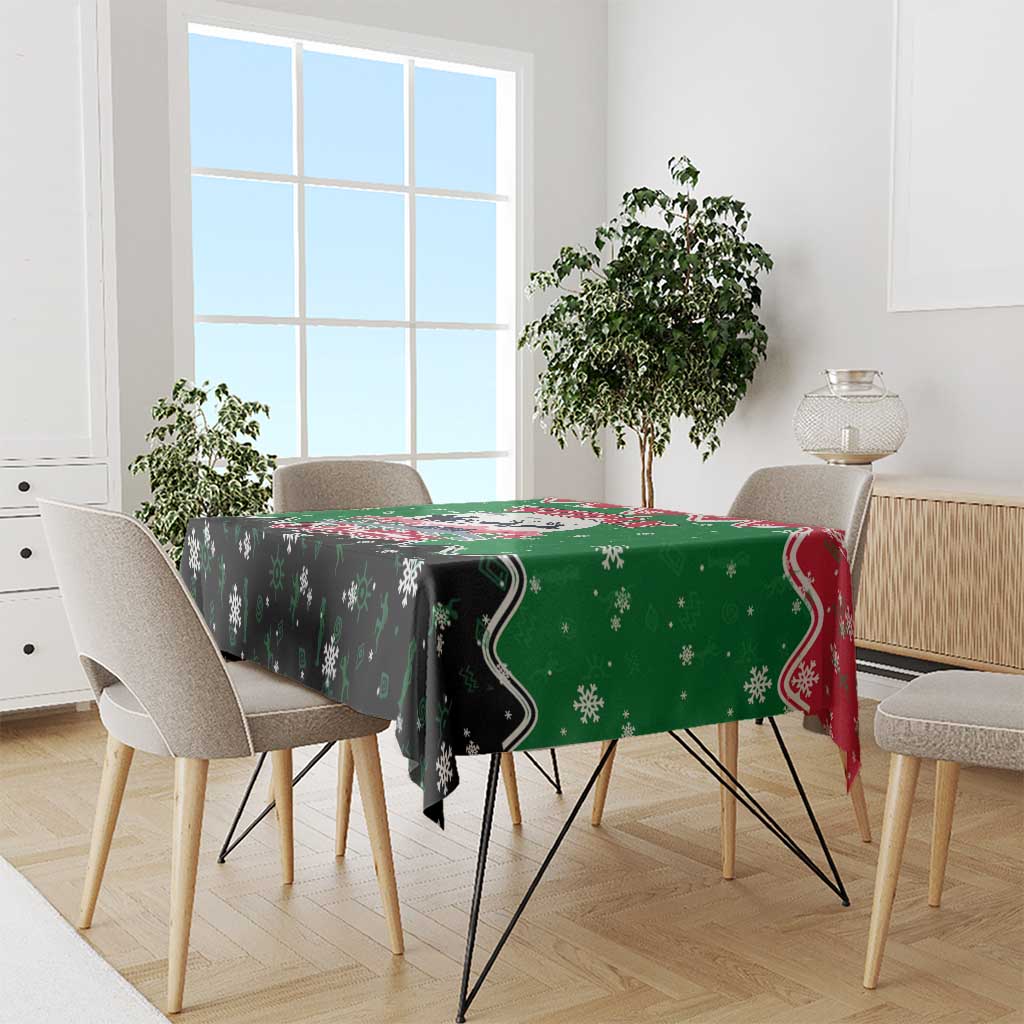 Sudan Christmas Tablecloth with Red Green Black Xmas Santa Sleigh and Map - Wonder Print Shop