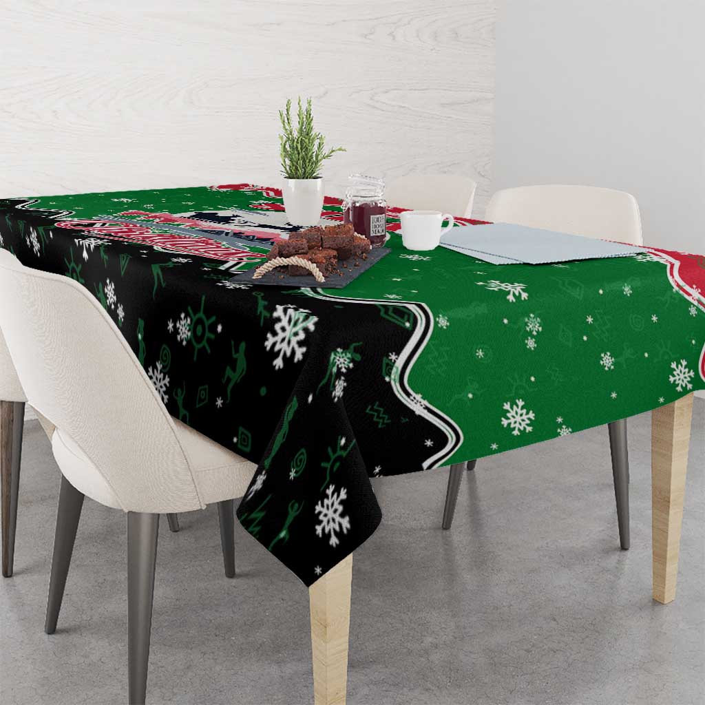 Sudan Christmas Tablecloth with Red Green Black Xmas Santa Sleigh and Map - Wonder Print Shop