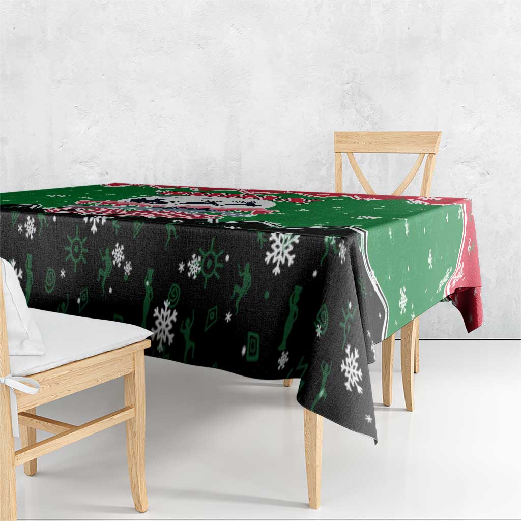 Sudan Christmas Tablecloth with Red Green Black Xmas Santa Sleigh and Map - Wonder Print Shop