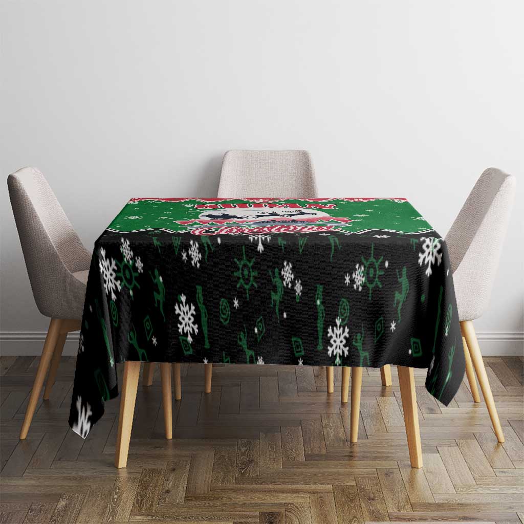Sudan Christmas Tablecloth with Red Green Black Xmas Santa Sleigh and Map - Wonder Print Shop