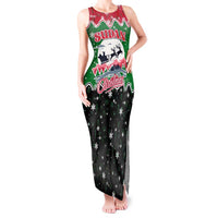 Sudan Christmas Tank Maxi Dress with Red Green Black Xmas Santa Sleigh and Map - Wonder Print Shop