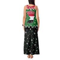 Sudan Christmas Tank Maxi Dress with Red Green Black Xmas Santa Sleigh and Map - Wonder Print Shop