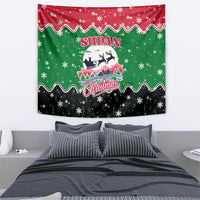 Sudan Christmas Tapestry with Red Green Black Xmas Santa Sleigh and Map - Wonder Print Shop