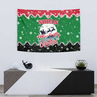 Sudan Christmas Tapestry with Red Green Black Xmas Santa Sleigh and Map - Wonder Print Shop