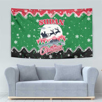 Sudan Christmas Tapestry with Red Green Black Xmas Santa Sleigh and Map - Wonder Print Shop