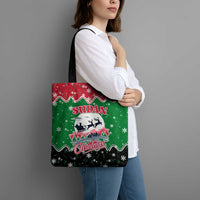 Sudan Christmas Tote Bag with Red Green Black Xmas Santa Sleigh and Map - Wonder Print Shop