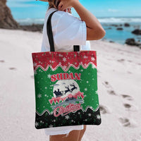 Sudan Christmas Tote Bag with Red Green Black Xmas Santa Sleigh and Map - Wonder Print Shop