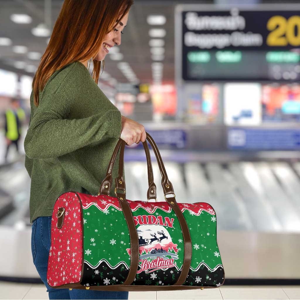 Sudan Christmas Travel Bag with Red Green Black Xmas Santa Sleigh and Map - Wonder Print Shop
