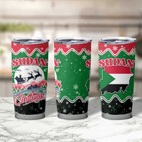 Sudan Christmas Tumbler Cup with Red Green Black Xmas Santa Sleigh and Map - Wonder Print Shop