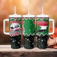 Sudan Christmas Tumbler With Handle with Red Green Black Xmas Santa Sleigh and Map - Wonder Print Shop
