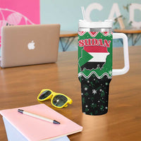 Sudan Christmas Tumbler With Handle with Red Green Black Xmas Santa Sleigh and Map - Wonder Print Shop