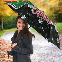 Sudan Christmas Umbrella with Red Green Black Xmas Santa Sleigh and Map - Wonder Print Shop