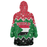 Sudan Christmas Wearable Blanket Hoodie with Red Green Black Xmas Santa Sleigh and Map - Wonder Print Shop