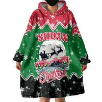 Sudan Christmas Wearable Blanket Hoodie with Red Green Black Xmas Santa Sleigh and Map - Wonder Print Shop