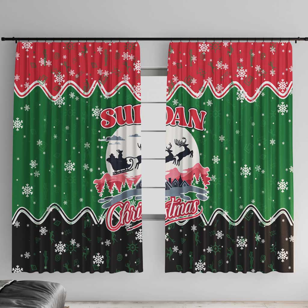 Sudan Christmas Window Curtain with Red Green Black Xmas Santa Sleigh and Map - Wonder Print Shop