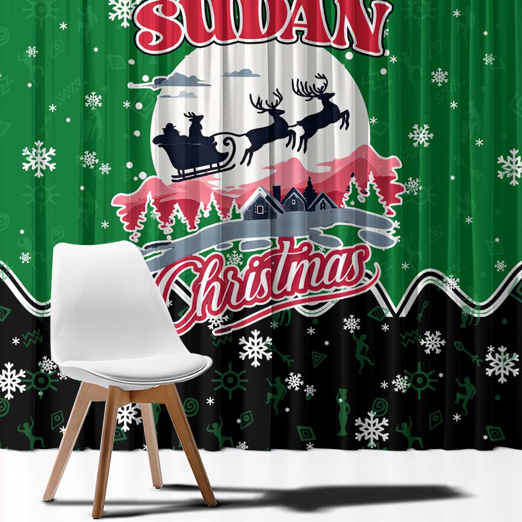 Sudan Christmas Window Curtain with Red Green Black Xmas Santa Sleigh and Map - Wonder Print Shop