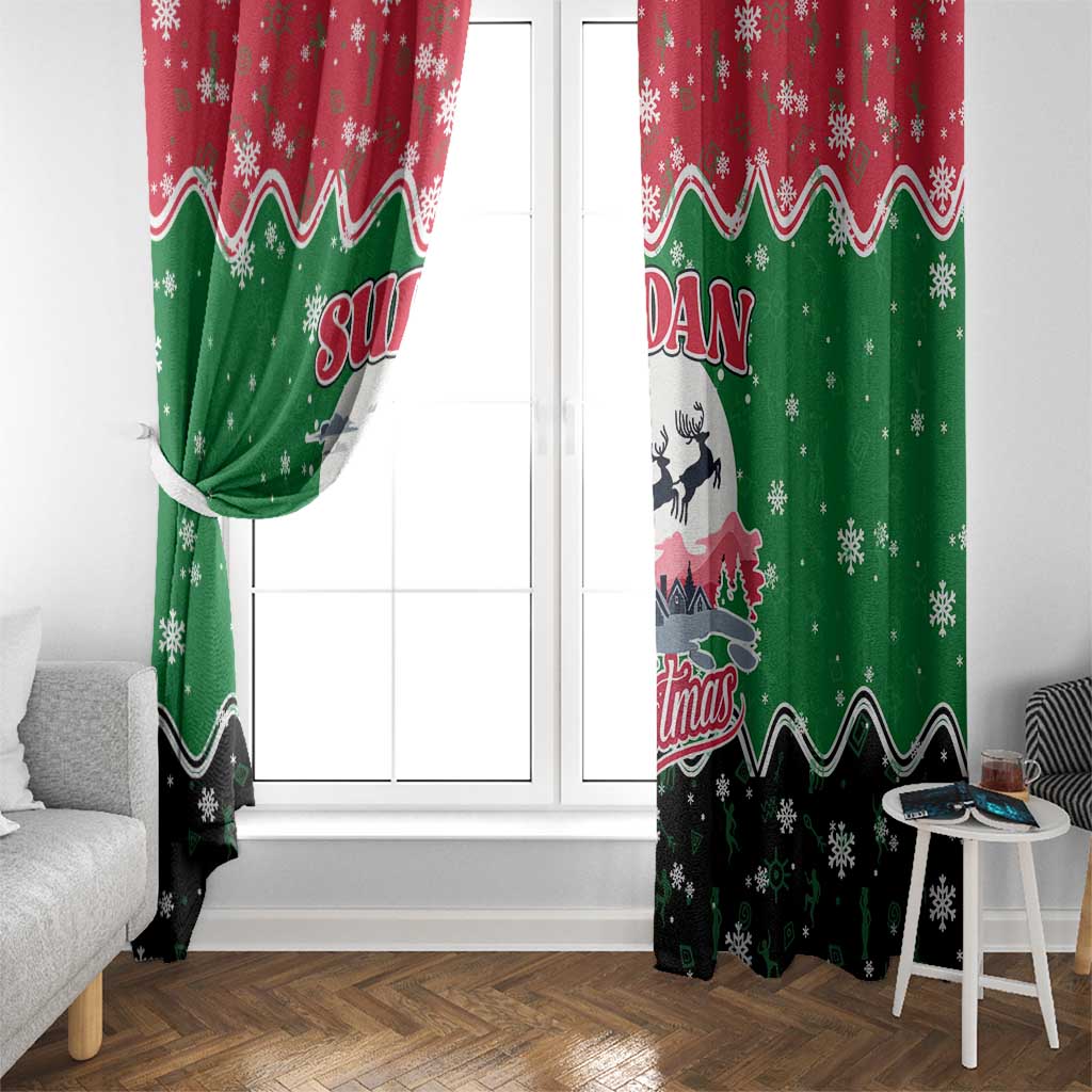 Sudan Christmas Window Curtain with Red Green Black Xmas Santa Sleigh and Map - Wonder Print Shop