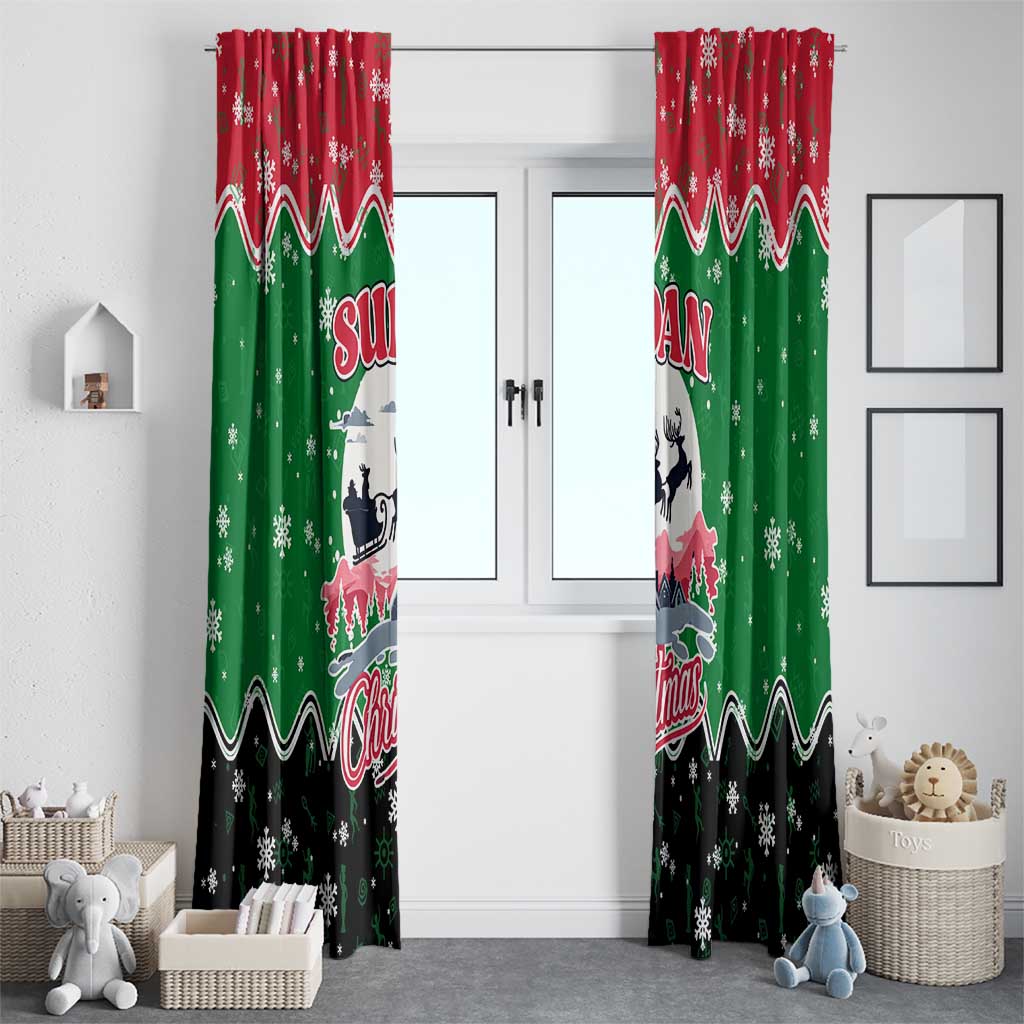 Sudan Christmas Window Curtain with Red Green Black Xmas Santa Sleigh and Map - Wonder Print Shop