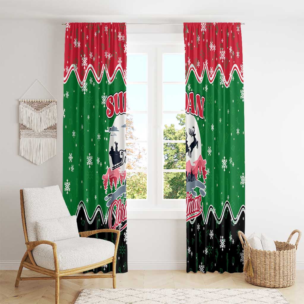 Sudan Christmas Window Curtain with Red Green Black Xmas Santa Sleigh and Map - Wonder Print Shop
