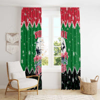 Sudan Christmas Window Curtain with Red Green Black Xmas Santa Sleigh and Map - Wonder Print Shop
