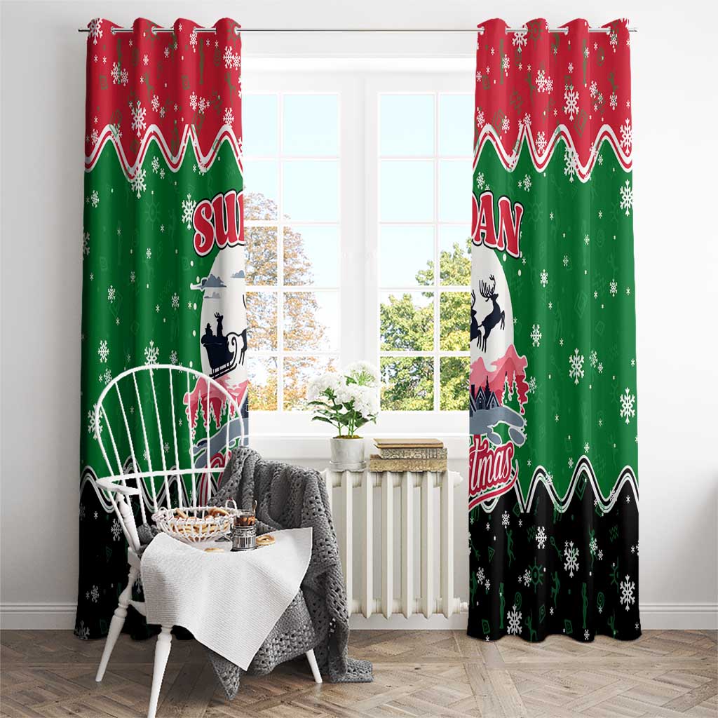 Sudan Christmas Window Curtain with Red Green Black Xmas Santa Sleigh and Map - Wonder Print Shop