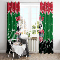 Sudan Christmas Window Curtain with Red Green Black Xmas Santa Sleigh and Map - Wonder Print Shop