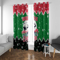 Sudan Christmas Window Curtain with Red Green Black Xmas Santa Sleigh and Map - Wonder Print Shop