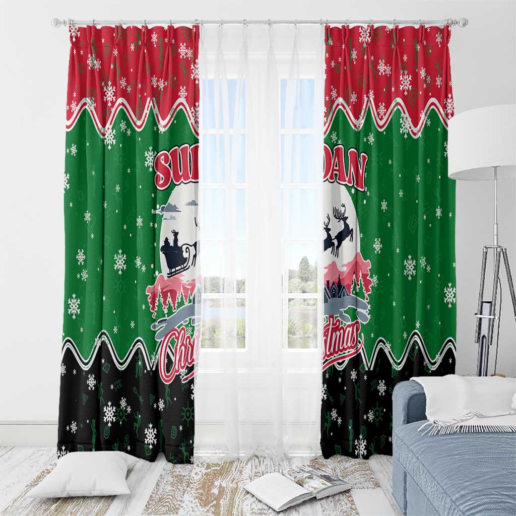 Sudan Christmas Window Curtain with Red Green Black Xmas Santa Sleigh and Map - Wonder Print Shop