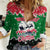 Sudan Christmas Women Casual Shirt with Red Green Black Xmas Santa Sleigh and Map - Wonder Print Shop