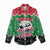 Sudan Christmas Women Casual Shirt with Red Green Black Xmas Santa Sleigh and Map - Wonder Print Shop