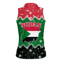Sudan Christmas Women Sleeveless Polo Shirt with Red Green Black Xmas Santa Sleigh and Map - Wonder Print Shop
