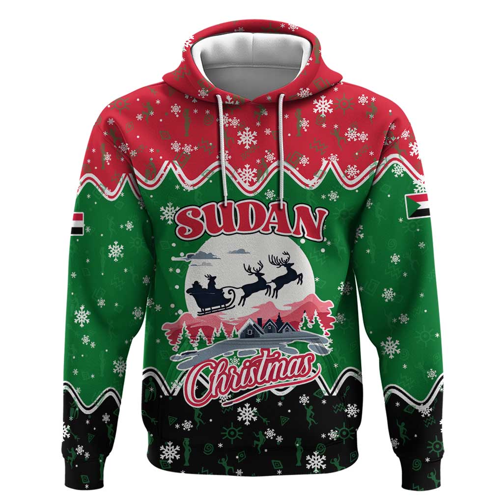 Sudan Christmas Zip Hoodie with Red Green Black Xmas Santa Sleigh and Map - Wonder Print Shop