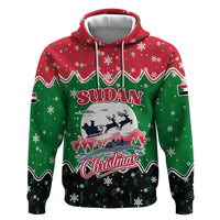 Sudan Christmas Zip Hoodie with Red Green Black Xmas Santa Sleigh and Map - Wonder Print Shop