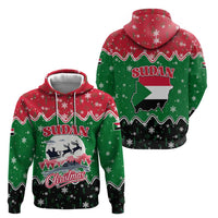 Sudan Christmas Zip Hoodie with Red Green Black Xmas Santa Sleigh and Map - Wonder Print Shop