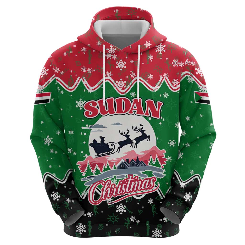Sudan Christmas Zip Hoodie with Red Green Black Xmas Santa Sleigh and Map - Wonder Print Shop